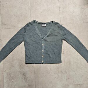Old Navy Cropped Ribbed Knit Cardigan Silver Sage